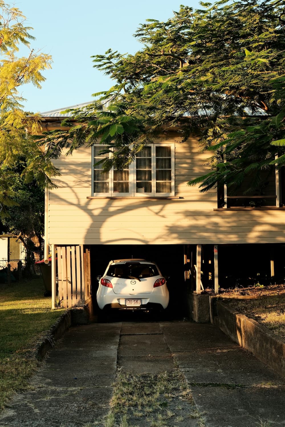 A garage in a neighbourhood, ready for storage